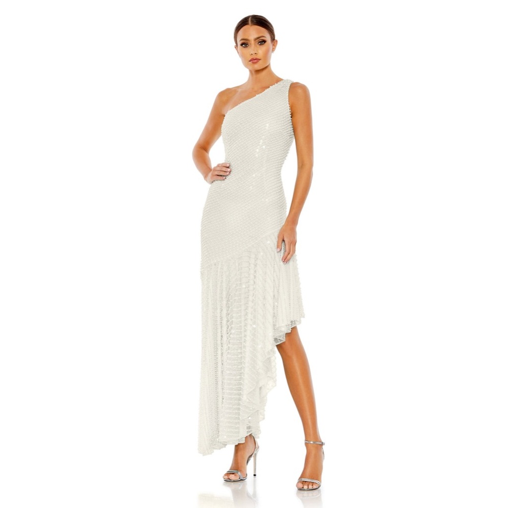 ONE SHOULDER ASYMMETRICAL HEM DRESS